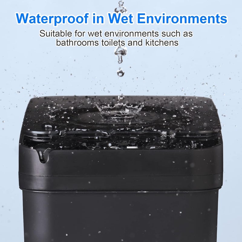 Anborry Bathroom Automatic Trash Can 2 Pack 2.2 Gal & 4 Gal Touchless Motion Sensor Small Garbage Can with Lid Smart Electric Narrow Garbage Bin for Bedroom Office Kitchen (Black) - Image 3